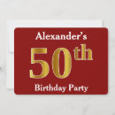 Search for red and gold 50th birthday invitations Elegant