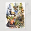 Search for watercolor forest postcards Deer