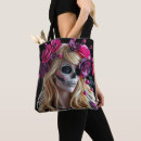 Search for sugar skull tote bags Black