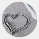 Search for heart in sand stickers Ocean