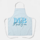 Search for white blue aprons Initials