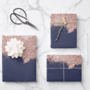 Search for rose gold and navy blue wrapping paper Glitter