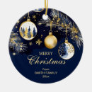 Search for gold and navy blue christmas tree decorations Snowflakes