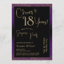 Search for black 18th birthday invitations Gold glitter