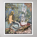 Search for vintage mermaid illustration posters Little
