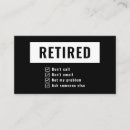 Search for funny retirement business cards Retired