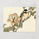 Search for birds on a branch postcards Cream background