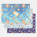 Search for menorah wrapping paper Blue