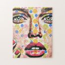 Search for womans face puzzles Flowers