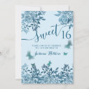 Search for blue floral sweet 16 invitations Princess
