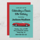 Search for red car birthday invitations Vintage