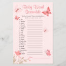 Search for word scramble baby shower games Butterflies