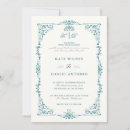 Search for blue floral border wedding invitations Traditional