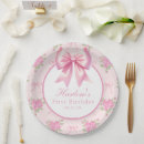 Search for pink bow plates 1st birthday