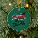 Search for red truck christmas tree decorations Snow