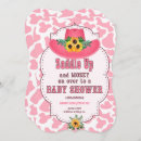 Search for cow print baby shower invitations Pink
