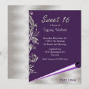 Search for purple and silver sweet 16 invitations Girly