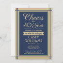 Search for navy and gold birthday invitations Adult birthday party