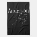 Search for black tea towels Script typography