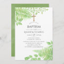 Search for foliage christening invitations Green and white