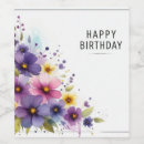 Search for happy birthday flowers wine labels Watercolor