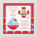 Search for nautical boy 1st birthday invitations Red