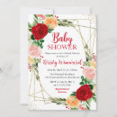 Search for red and gold baby shower invitations Watercolor