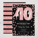 Search for black rose gold 40th birthday invitations Forty