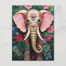 Search for colorful elephants postcards Pink