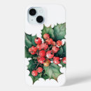 Search for holly leaves iphone cases Watercolor
