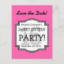 Search for sweet 16 save the date postcards Pink