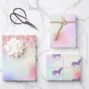 Search for rainbow unicorn glitter wrapping paper Purple