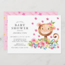 Search for monkey baby girl shower invitations Watercolor