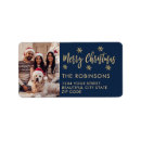 Search for navy gold return address labels Merry christmas