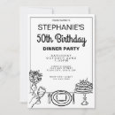 Search for dinner 50th birthday invitations Black and white