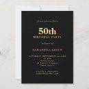 Search for gold 50th invitations Black and gold