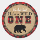 Search for wild one first birthday stickers Buffalo plaid