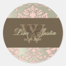 Search for silver pink wedding stickers Damask