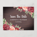 Search for burgundy floral save the dates Wood