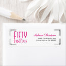 Search for black and hot pink return address labels 50 year old