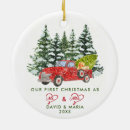 Search for red truck christmas tree decorations Just married