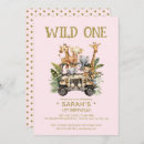 Search for pink gold safari birthday invitations Modern