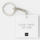 Search for love life key rings Black and white