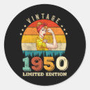 Search for vintage 1950 stickers Birthday