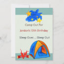 Search for tent birthday invitations Sleep over