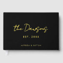Search for black gold wedding guest books Typography