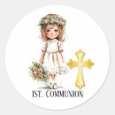 Search for girls 1st communion stickers Watercolor