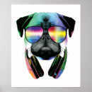 Search for dog with headphones posters Pug