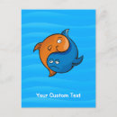Search for blue fish postcards Cartoon
