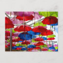 Search for colourful umbrella postcards Red